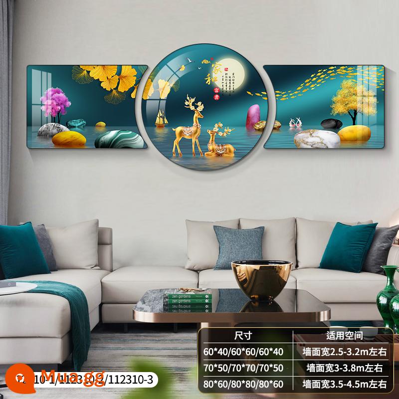 Ánh sáng hiện đại sang trọng phòng khách bức tranh trang trí ngụ ý nền sofa tốt bức tranh treo tường bức tranh tường khí quyển cao cấp bộ ba mới - hươu vàng hạnh phúc