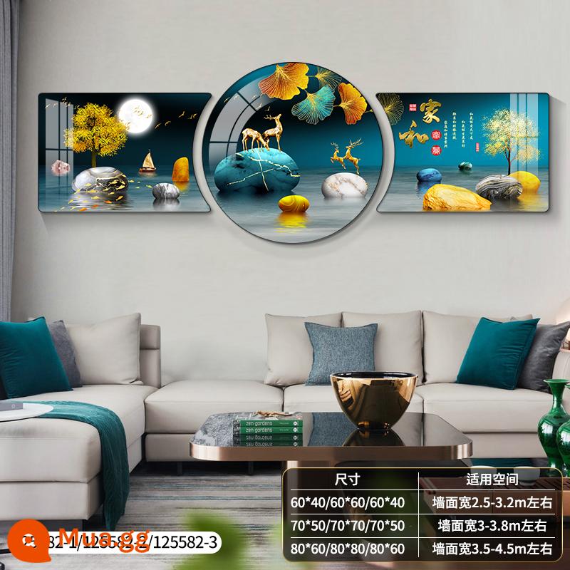 Ánh sáng hiện đại sang trọng phòng khách bức tranh trang trí ngụ ý nền sofa tốt bức tranh treo tường bức tranh tường khí quyển cao cấp bộ ba mới - Hươu may mắn báo tin vui