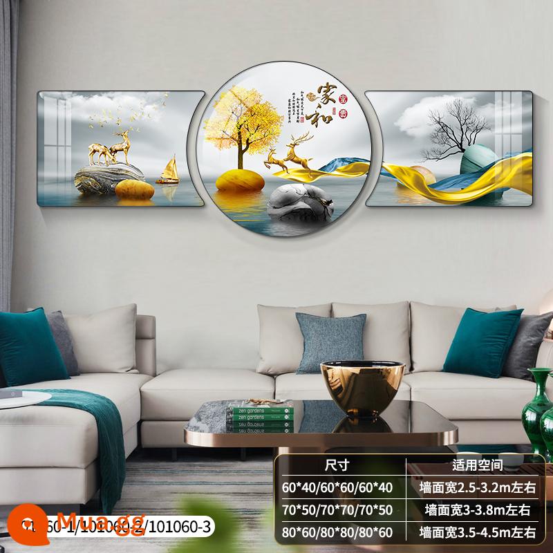 Ánh sáng hiện đại sang trọng phòng khách bức tranh trang trí ngụ ý nền sofa tốt bức tranh treo tường bức tranh tường khí quyển cao cấp bộ ba mới - Hươu may mắn