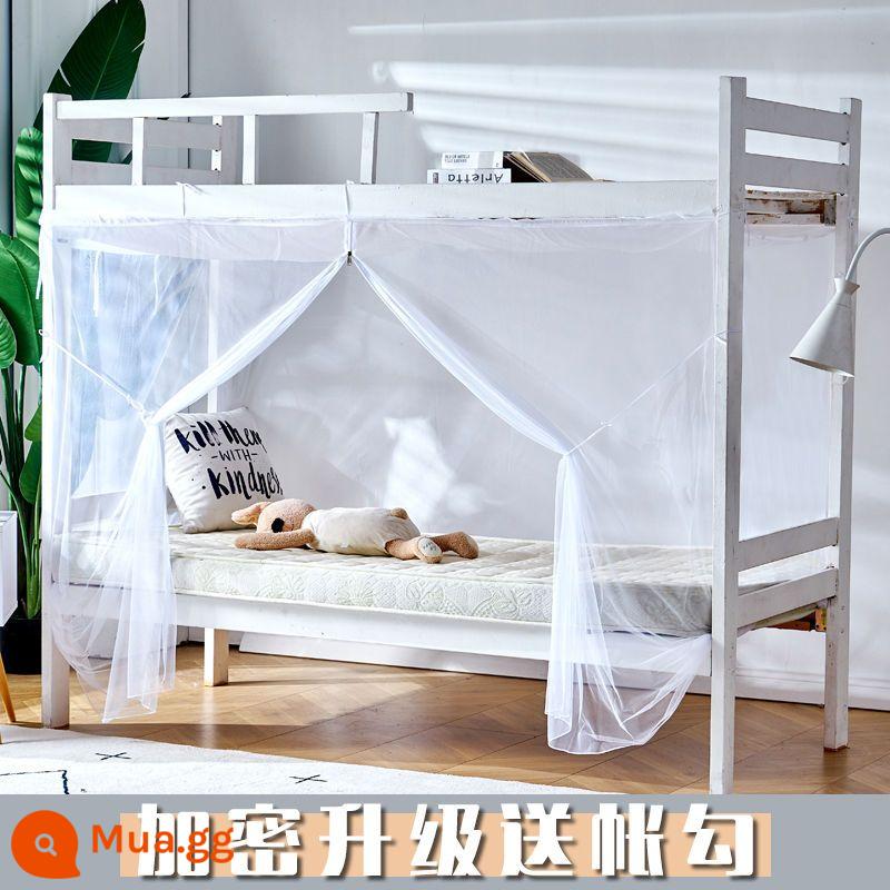 Ký túc xá giường 1.2m/1.5m/1.8m giường đơn giường tầng chống muỗi ký túc xá sinh viên hộ gia đình độc thân - Model cao cấp có khóa kéo màu trắng [áo lưới] cao 1,6 mét