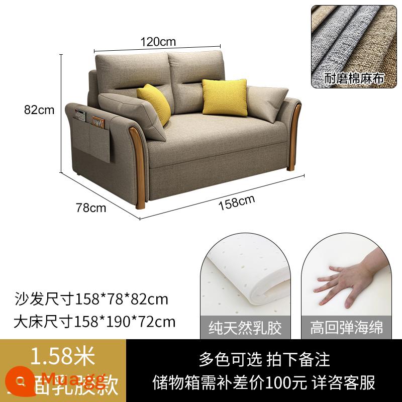 Sofa giường đa năng có thể gập lại đa năng có thể thu vào căn hộ nhỏ lưu trữ đơn giường kéo đẩy công nghệ vải giường phòng khách - Đường kính ngoài 1,58 mét [mẫu cao su ba mặt bằng vải cotton và vải lanh] có nhiều màu, vui lòng chụp ảnh và để lại ghi chú