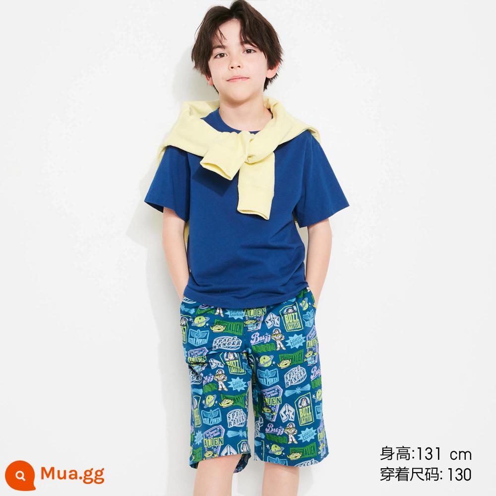 Quần áo trẻ em Uniqlo bé trai và bé gái UT quần thun cotton in hình nhân vật Disney Buzz Lightyear 459516 - 69 xanh nước biển