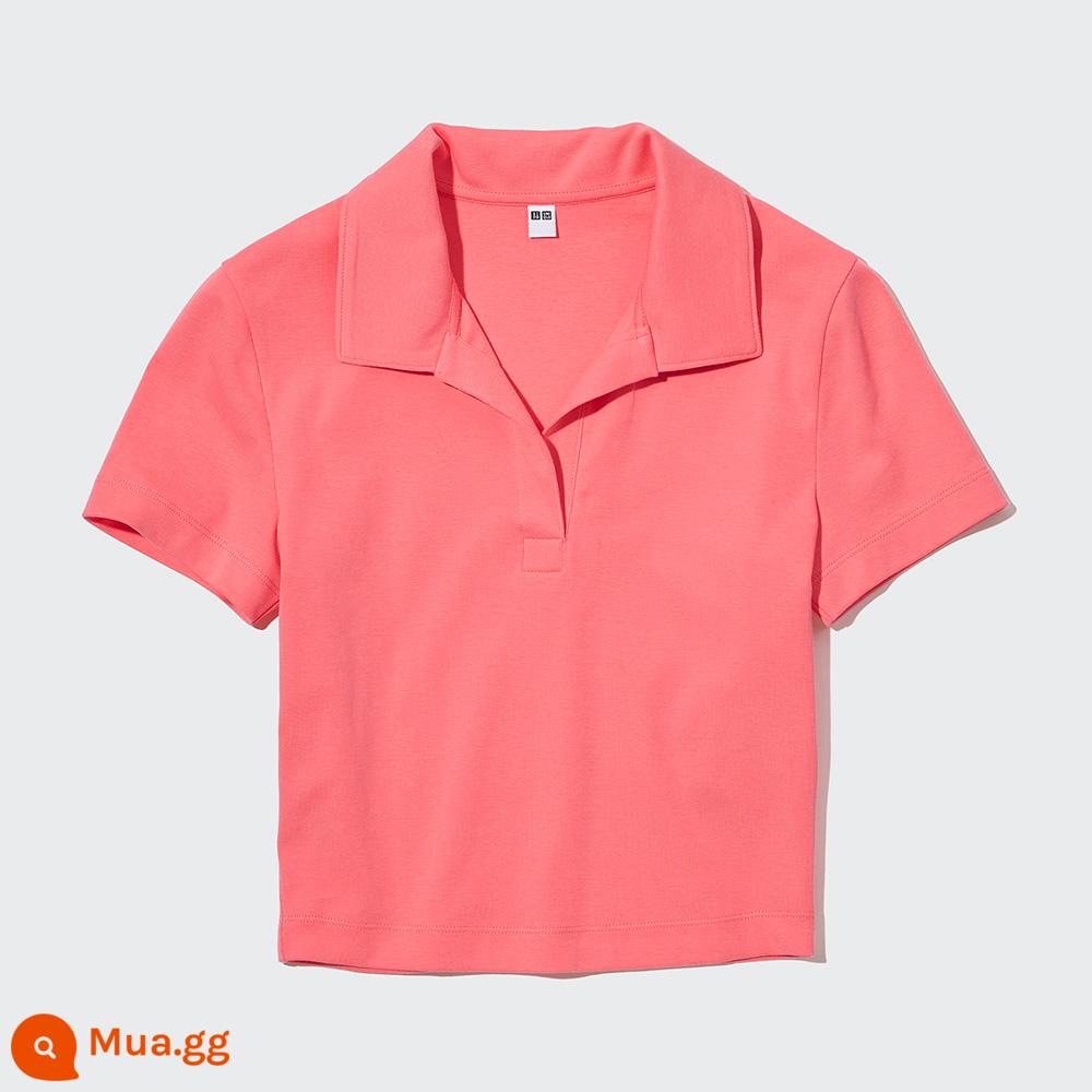 Áo POLO Uniqlo hot girl Polo nữ dáng cao mỏng tay ngắn eo cao ngắn phong cách hot girl 457326 - 12 màu hồng (size nhỏ, nên chọn lớn hơn một size)