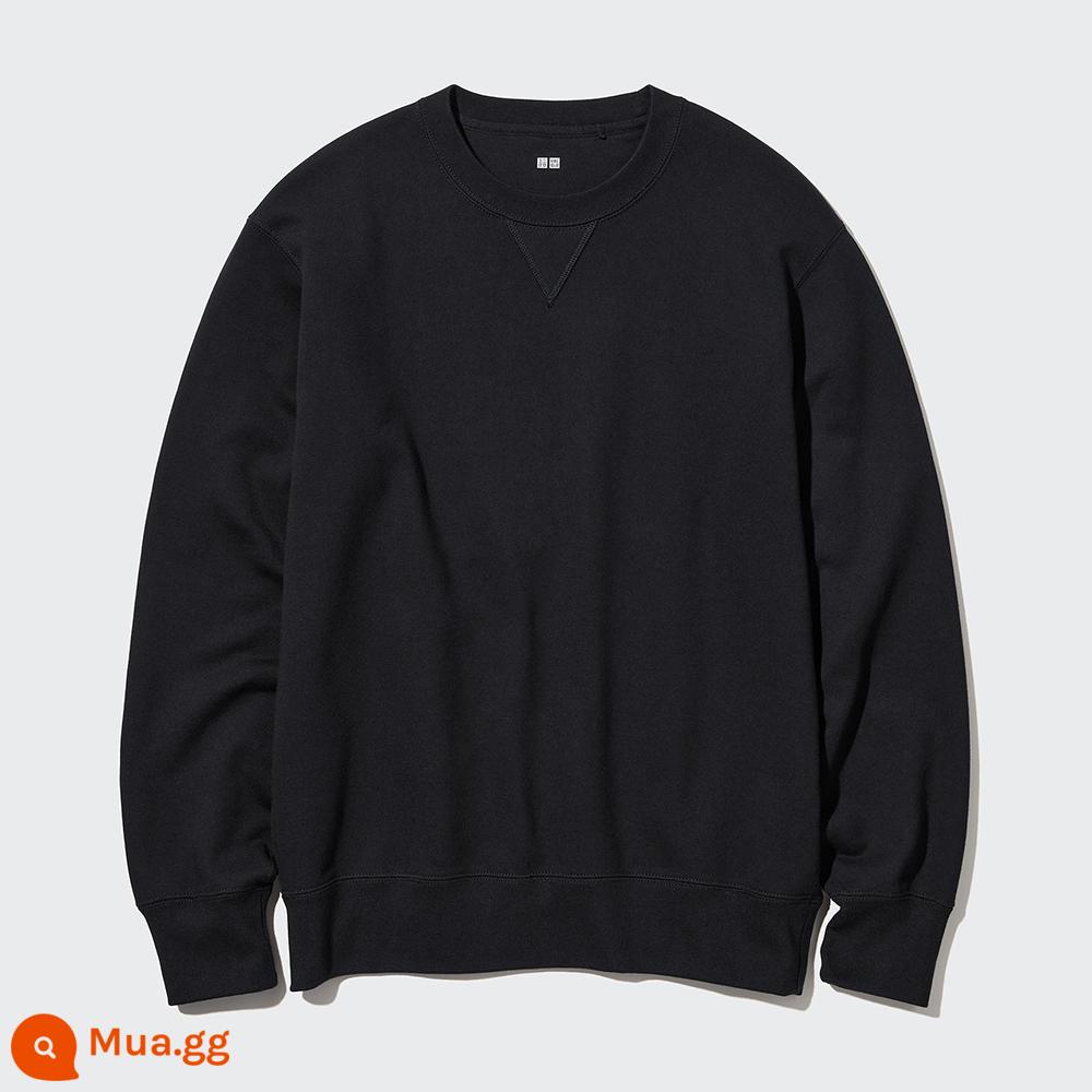 Uniqlo nam nữ cặp đôi dày Áo thun dài tay cổ tròn màu trơn thường ngày mùa thu hàng đầu 460322/455394 - 460322/09 màu đen