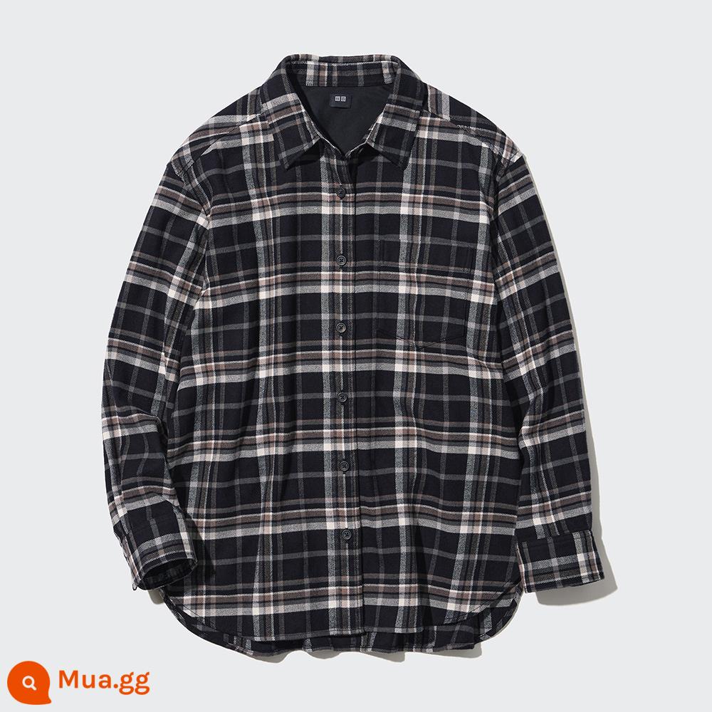 Áo sơ mi flannel nữ Uniqlo (áo sơ mi mỏng dài tay mùa thu kiểu mới) 465933/465932 - 465932/09 màu đen