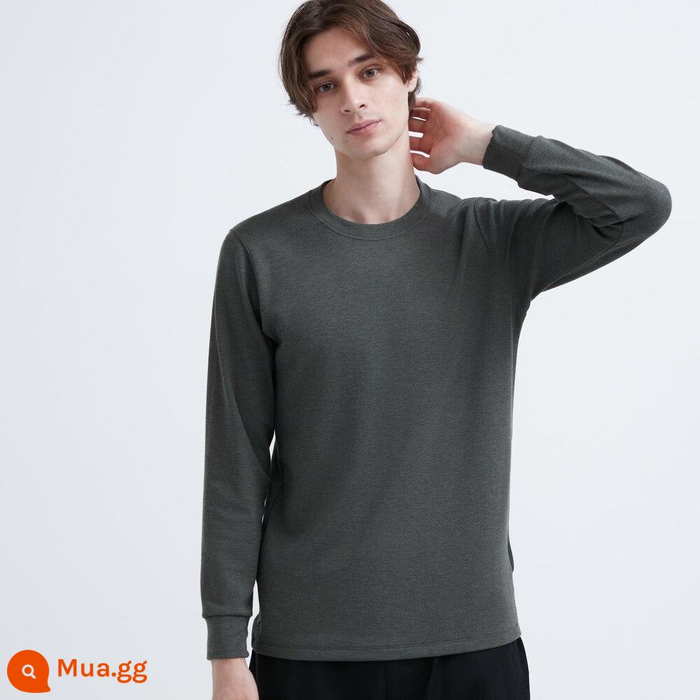 Uniqlo cao cấp thoải mái và ấm áp HEATTECH dày cổ tròn T quần vệ sinh quần lót sản phẩm mới 461260/461237 - 461237Áo thun/08 xám đậm