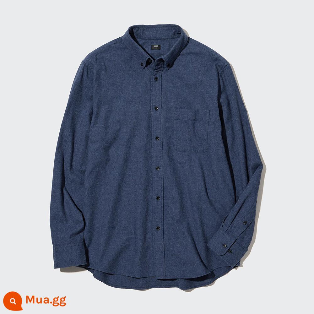 Uniqlo nam nữ cặp đôi áo sơ mi flannel dài tay áo khoác bên trong mặc mùa thu 460690/450267 - 450267/67 biển xanh