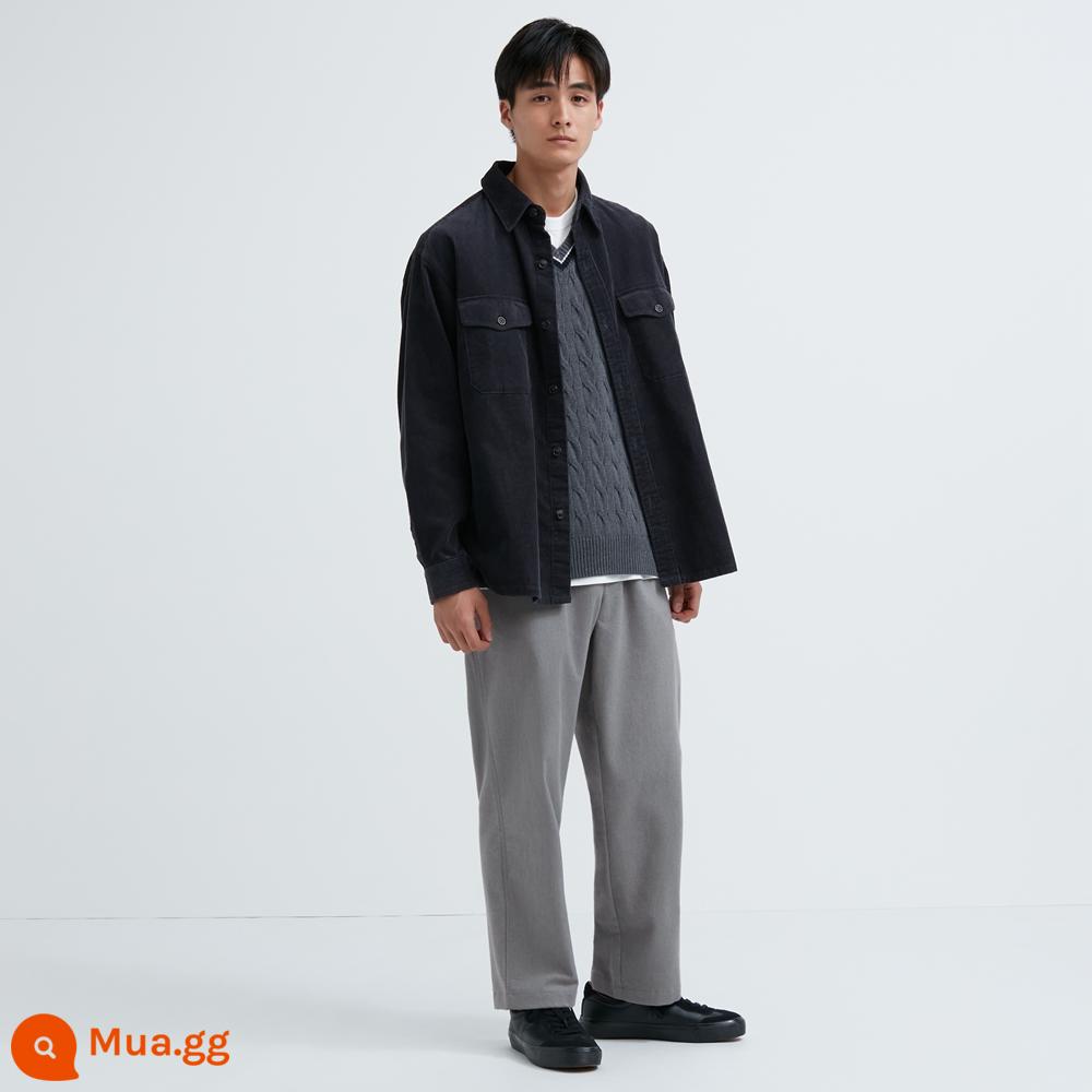 Quần tây nam Uniqlo thun flannel thứ chín (quần âu) 463487/460273 - 463487/04 xám khói