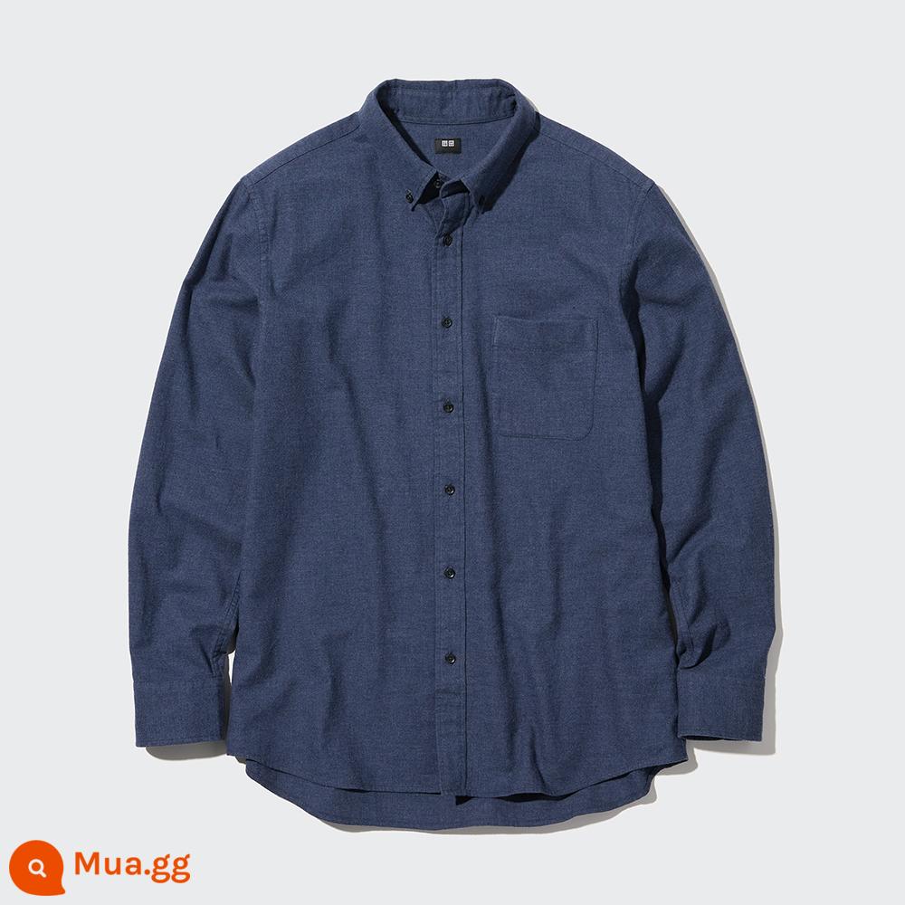 Uniqlo nam nữ cặp đôi áo sơ mi flannel dài tay áo khoác bên trong mặc mùa thu 460690/450267 - 460690/67 biển xanh