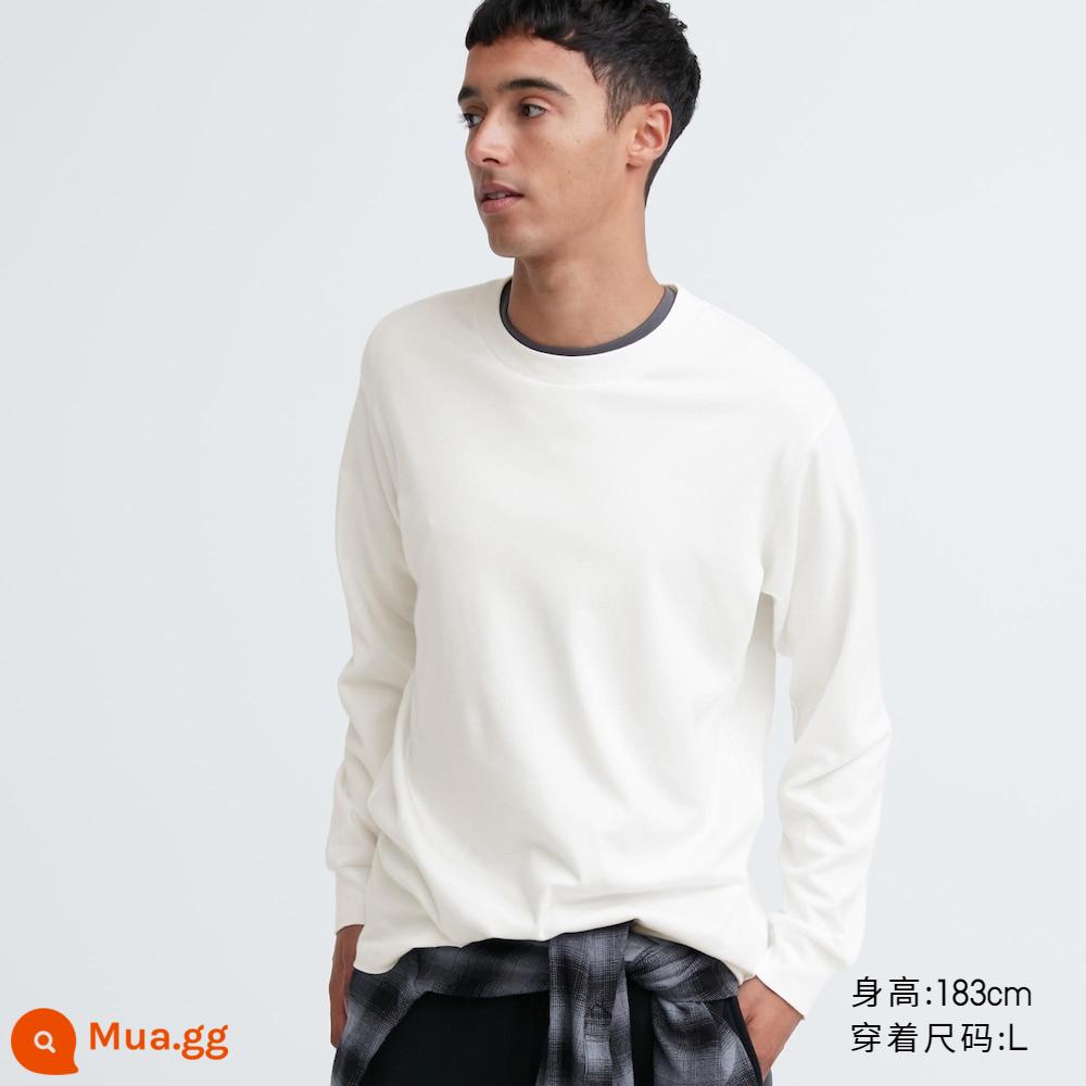 Áo thun cổ tròn mềm mại Uniqlo nam nữ giản dị cotton Mỹ lớp bên trong hàng đầu mùa thu 460319 - 00 trắng