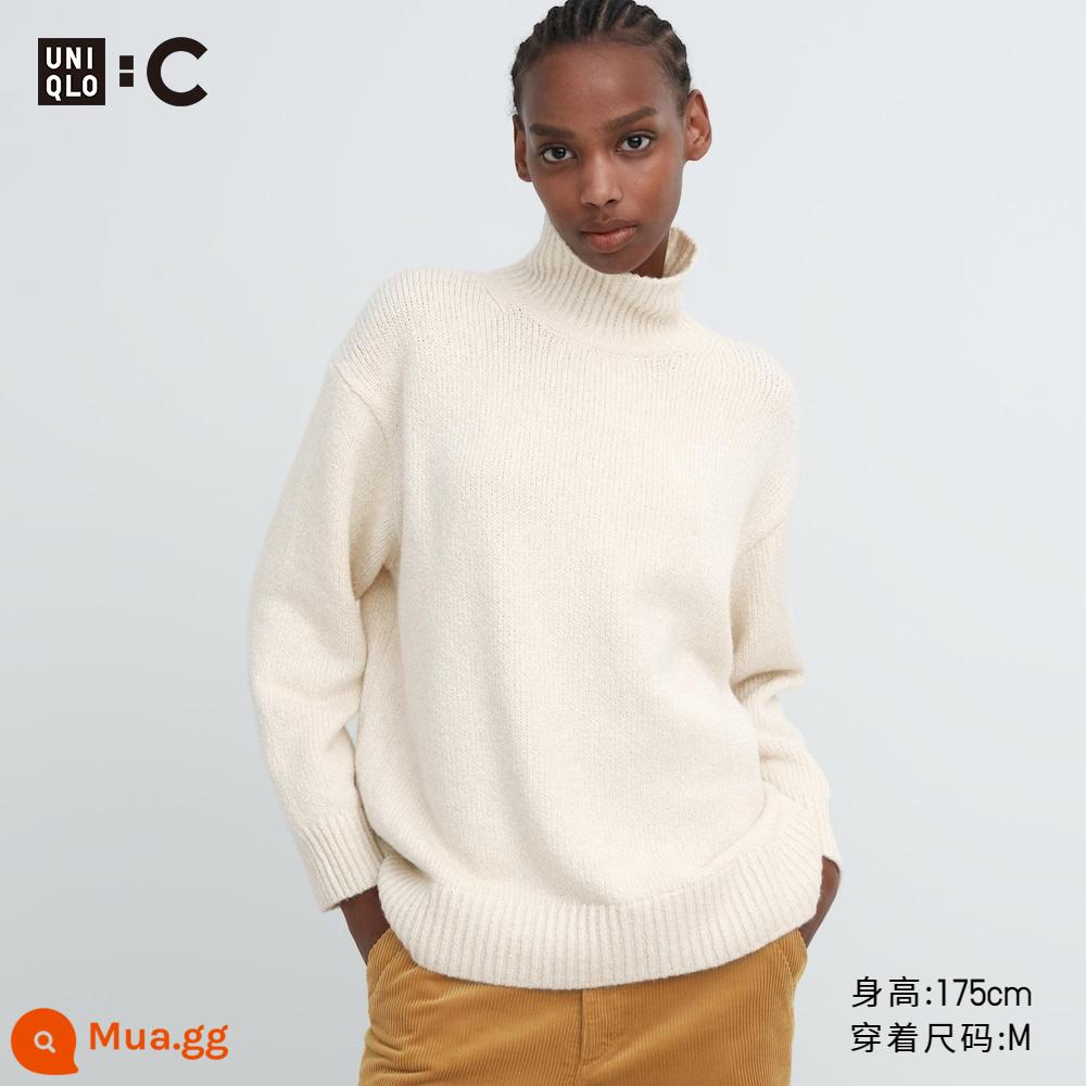 Quần áo nữ hợp tác thiết kế Uniqlo UNIQLO: Áo len cổ lọ mềm mại C 461094 - 01 màu trắng sữa