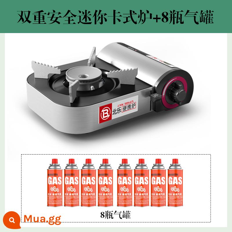 Mini Cass Bếp Hộ Gia Đình Nhỏ Di Động Lẩu Cắm Trại Ngoài Trời Bếp Gas Âm Thẻ Từ Cass Bếp - Bếp mini + bình gas 8 chai