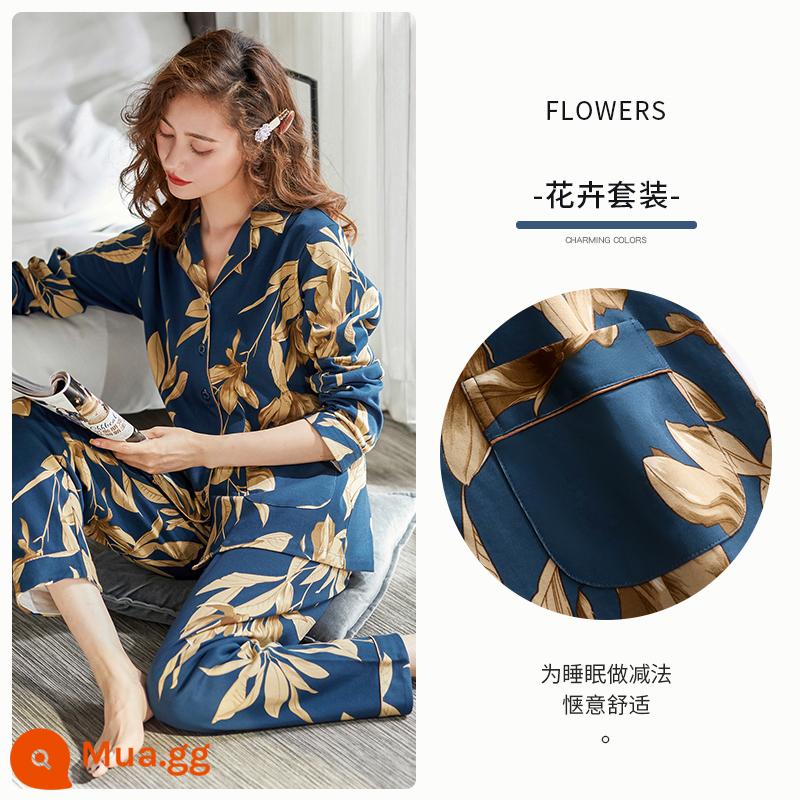 Bộ Đồ Ngủ Nữ Mùa Xuân Và Mùa Thu Mùa Thu Quần Áo Mùa Thu Cotton Nguyên Chất Dài Tay Homewear Thu Đông Mỏng Phần Cỡ Lớn Phù Hợp Với - A810349 màu/ve áo