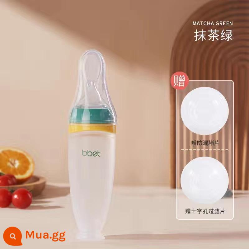 Muỗng Ăn Cho Bé Silicone Mềm Muỗng Cơm Thìa Dán Bình Bóp Cho Bé Bột Ăn Không Chủ Lực Thực Phẩm Dụng Cụ Hiện Vật - Green❤Cân tiêu chuẩn tích hợp để cho ăn một cách tinh tế