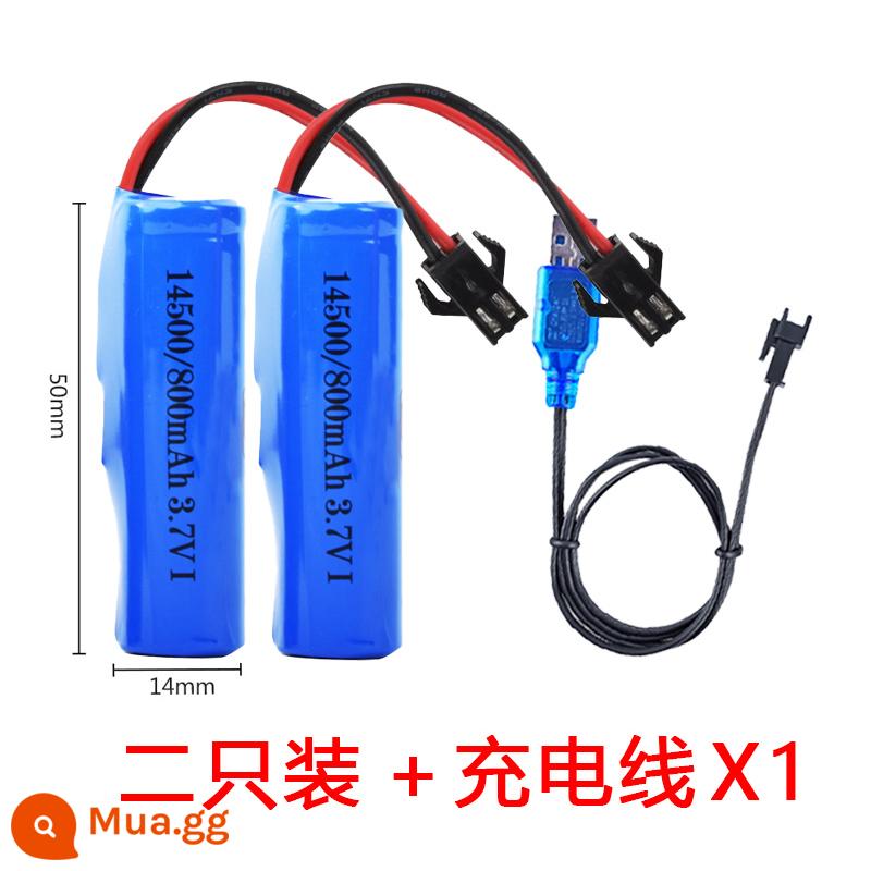 3.7V 14500/18650 Pin Lithium Gói Biến Dạng Xe Tải Đồ Chơi Điều Khiển Từ Xa Robot Thông Minh Công Suất Lớn - 2 pin lithium 14500 800 mAh + cáp sạc