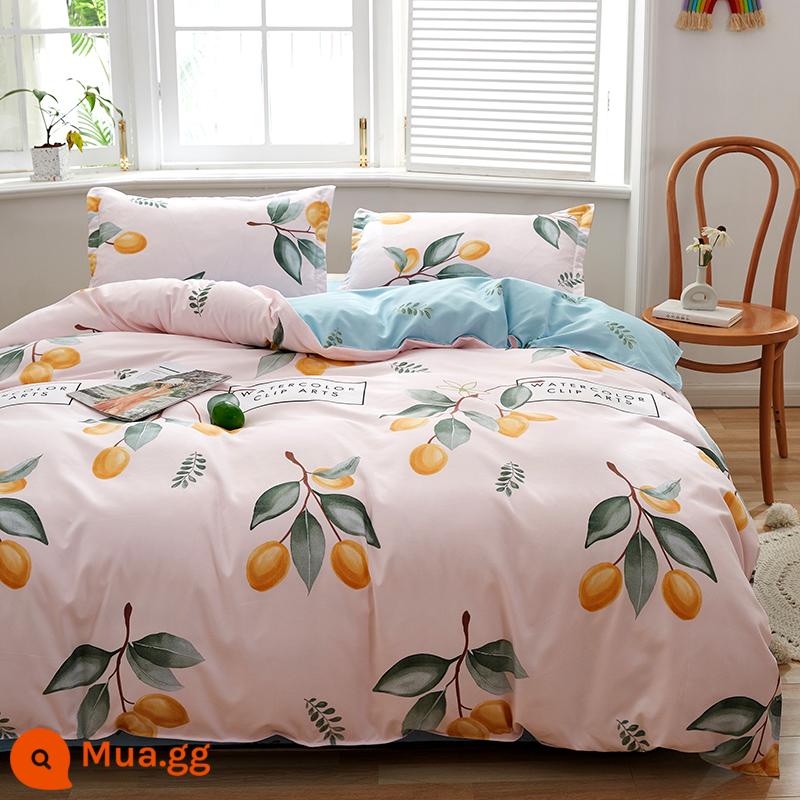 Vỏ chăn đơn mảnh cotton 100 ký túc xá sinh viên đơn 150x200x230 ga trải giường vỏ chăn 2 mảnh 220x240 - Barcelona phong cách màu cam