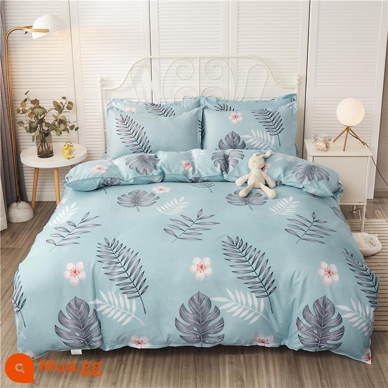 Vỏ chăn đơn mảnh cotton 100 ký túc xá sinh viên đơn 150x200x230 ga trải giường vỏ chăn 2 mảnh 220x240 - Hoa lục lam nở trong vườn