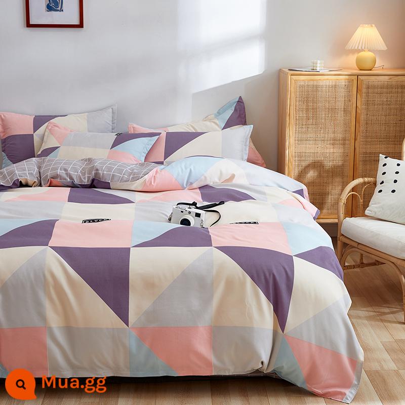 Vỏ chăn đơn mảnh cotton 100 ký túc xá sinh viên đơn 150x200x230 ga trải giường vỏ chăn 2 mảnh 220x240 - Thời trang thương hiệu thời trang màu sô cô la