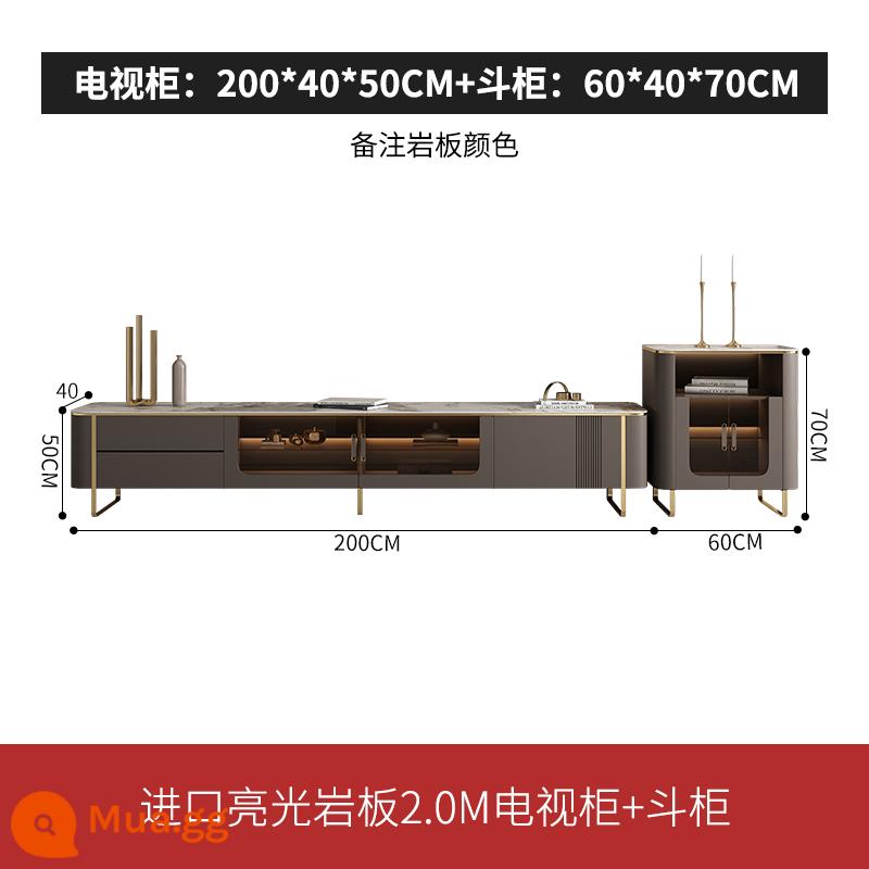 Bảng đá tv tủ cà phê kết hợp đồ nội thất phòng khách hiện đại ánh sáng sang trọng phong cách sơn màu xám có nghĩa là tối giản tủ sàn sang trọng - Tủ tivi 2.0M đá granite nhập khẩu + tủ ngăn kéo