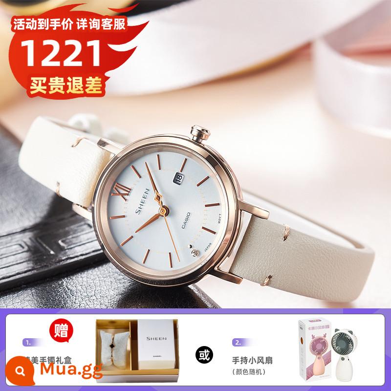 Đồng hồ CASIO nữ ánh sáng sang trọng thích hợp đơn giản thời trang đồng hồ quartz sáng bóng đồng hồ nữ chính hãng SHE4539/4540 - 14.SHS-D300CGL-7APR vòng tay tinh tế và hộp quà tặng hoặc quạt cầm tay nhỏ