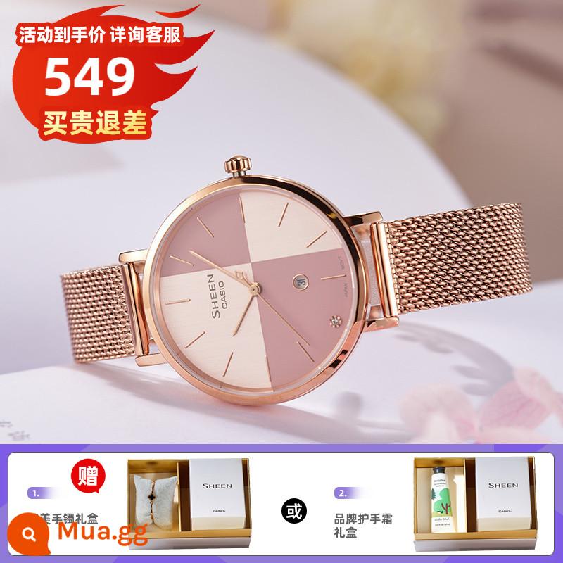 Đồng hồ CASIO nữ đơn giản cặp đôi công sở nhẹ sang trọng cặp đôi nơi làm việc SHE-4547PGM-4AUPR - 1. SHE-4547PGM-4AUPR đi kèm với vòng đeo tay và hộp quà tặng tinh tế