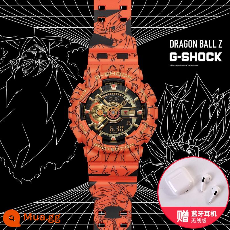 Đồng hồ CASIO nam gshock vàng đen Ngộ Không phiên bản giới hạn phi cơ đồng hồ thể thao đen chiến binh ga110 - 17.GA-110JDB-1A4PR (mẫu đồng thương hiệu Dragon Ball) đi kèm tai nghe Bluetooth không dây miễn phí