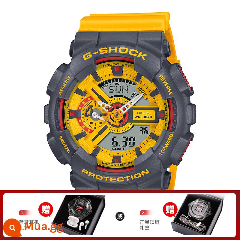 Đồng hồ CASIO nam gshock vàng đen Ngộ Không phiên bản giới hạn phi cơ đồng hồ thể thao đen chiến binh ga110 - 21.GA-110Y-9APR tặng kèm hộp quà tai nghe Bluetooth hoặc hộp quà vòng cổ ngôi sao