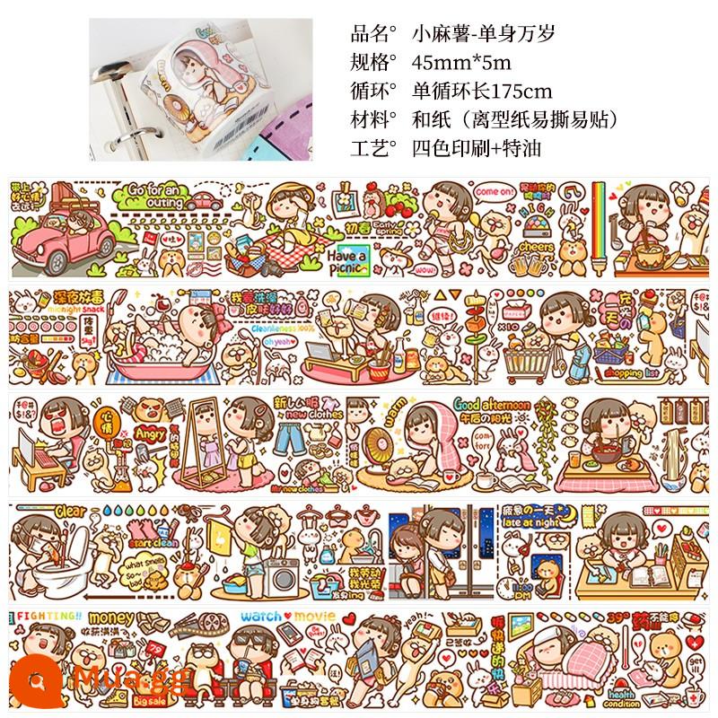 Sổ tay ma thuật Little mochi series mới dễ thương ins girl notebook tape trọn bộ sổ tay vật liệu dụng cụ thu đông giới hạn giấy dán Nhật Bản sản phẩm giá trị cao dành cho trẻ em và bé gái - Little Mochi-Long Live Single