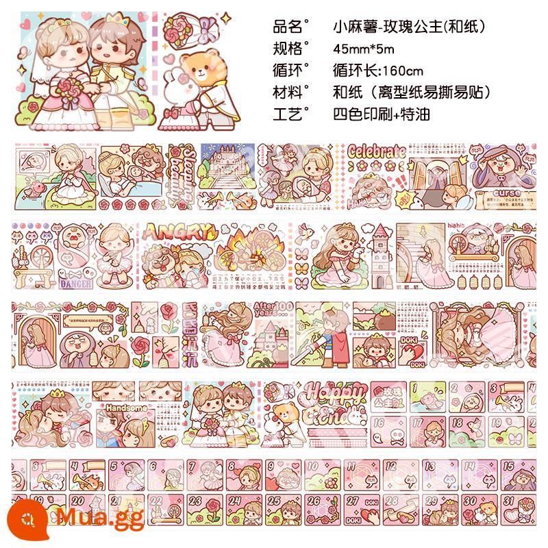 Sổ tay ma thuật Little mochi series mới dễ thương ins girl notebook tape trọn bộ sổ tay vật liệu dụng cụ thu đông giới hạn giấy dán Nhật Bản sản phẩm giá trị cao dành cho trẻ em và bé gái - Little Mochi-Công Chúa Hoa Hồng