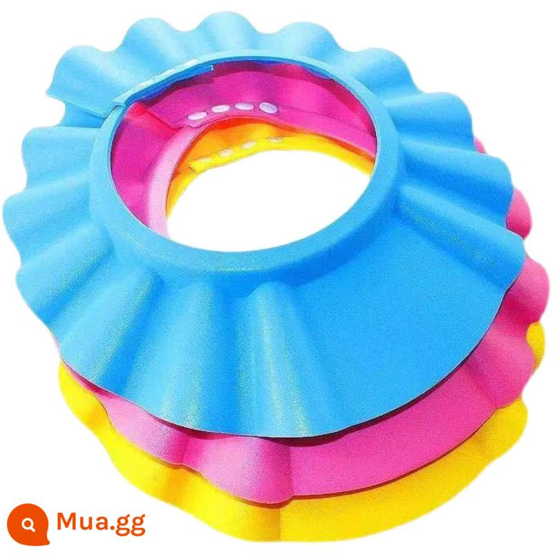 Mũ gội đầu cho bé chống thấm nước bảo vệ tai silicone dầu gội trẻ em hiện vật tắm cho bé mũ gội trẻ em mũ gội đầu - Hồng + vàng + xanh [mũ gội đầu] 3 chiếc