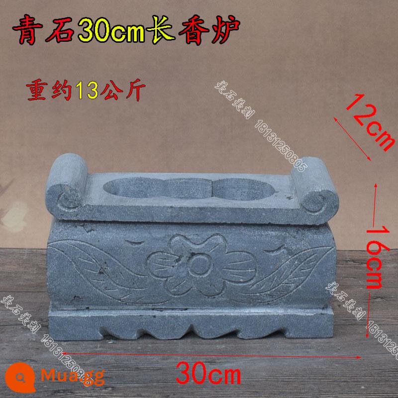 Đá Bếp Hương Đá Tự Nhiên Đá Hanbaiyu Đá Cẩm Thạch Bluestone Khắc Nghĩa Trang Hy Sinh Thờ Chân Nến Bình Hoa Sư Tử - Lư hương hình chữ nhật bằng đá xanh 30cm có cát tự do