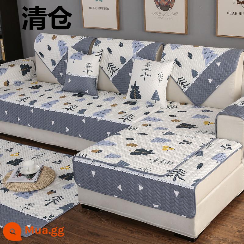 Đệm sofa bông chống trượt giá đặc biệt vải cotton nguyên chất bốn mùa hiện đại đơn giản bao trọn gói giải phóng mặt bằng phổ khăn khăn đệm ghế - Cây hạnh phúc bông trắng