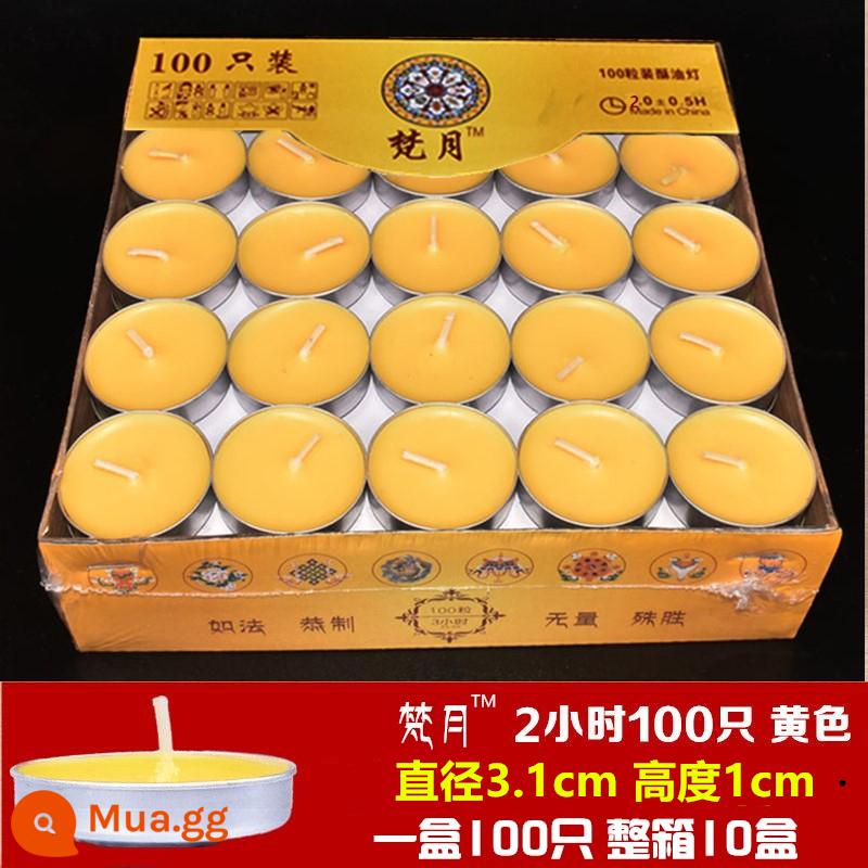 Buồn Trí Tuệ Chúc Đèn Ghee 3 Giờ 4 Giờ 8 Giờ 100 Ghee Cho Đèn Phật Đèn Nến Không Khói Đèn Dầu Su - 2 giờ màu vàng 100 cái 10 hộp