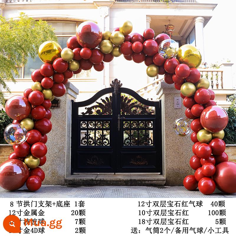 Balloon Arch Stent Trang trí đám cưới Cảnh đám cưới Bố cục Set Hotel Mở cửa sinh nhật Phòng cưới Chào mừng bạn - Vòm sang trọng nhẹ nhàng-Ruby Red 8 Phần