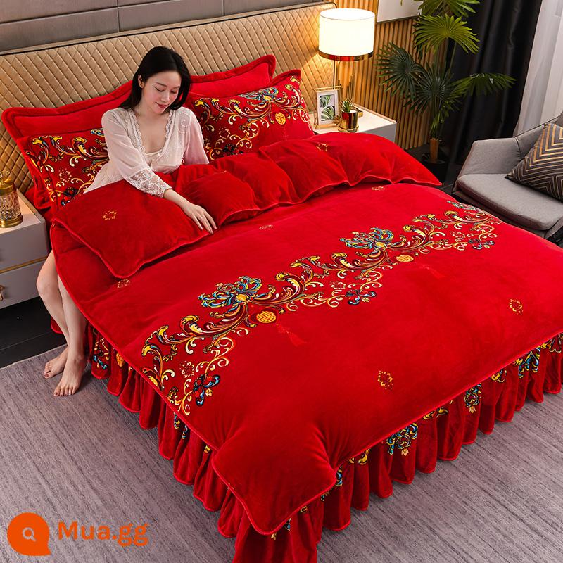 Váy nhung nhung dày Velvet Velvet Velvet Velvet đôi được đặt với Fanri Velvet và Velvet Winter Bedding - Yêu nhau trọn đời