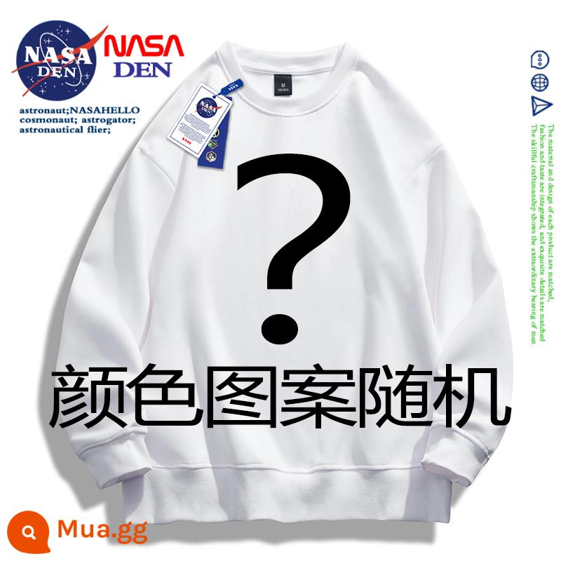 Áo nỉ hạng nặng của NASA dành cho nam giới phong cách hip-hop retro kiểu Mỹ cộng với nhung giản dị phù hợp với áo dài tay cổ tròn mùa thu đông - Phong cách ngẫu nhiên