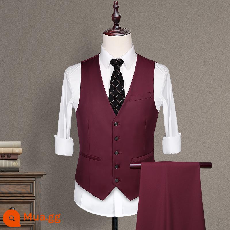 Áo vest nam, vest xuân thu, trang phục nhóm anh em phù rể, váy cưới chú rể, vest dáng ôm, vest - Fuchsia năm nút (áo + quần)