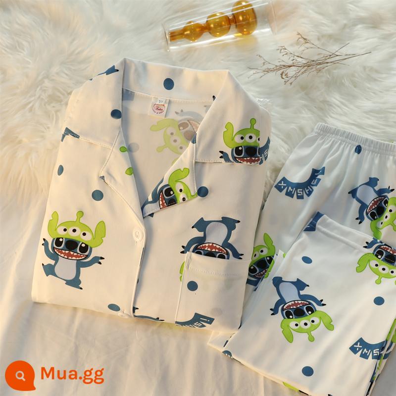 2023 Bộ Đồ Ngủ Mới Cho Nữ Xuân Thu Cotton Nguyên Chất Dễ Thương Internet Phong Cách Người Nổi Tiếng Pudding Chó Tay Dài Kích Thước Lớn Ở Nhà Quần Áo mùa Hè - Khâu ba mắt