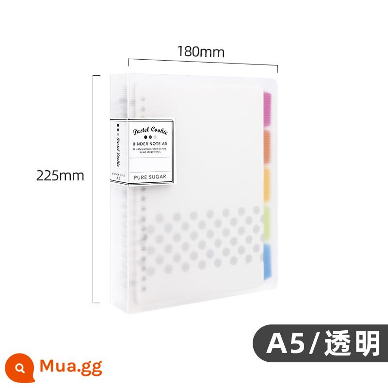 Cửa hàng hàng đầu chính thức kokuyo danh tiếng quốc gia Nhật Bản màu sáng bánh quy cuốn sách lá rời a4 sổ tay có thể tháo rời vỏ b5 nhẹ và đơn giản chất kết dính lõi dung lượng lớn a5 tách trang cuốn sách cuộn - [Bánh quy màu nhạt] A5 màu trong suốt