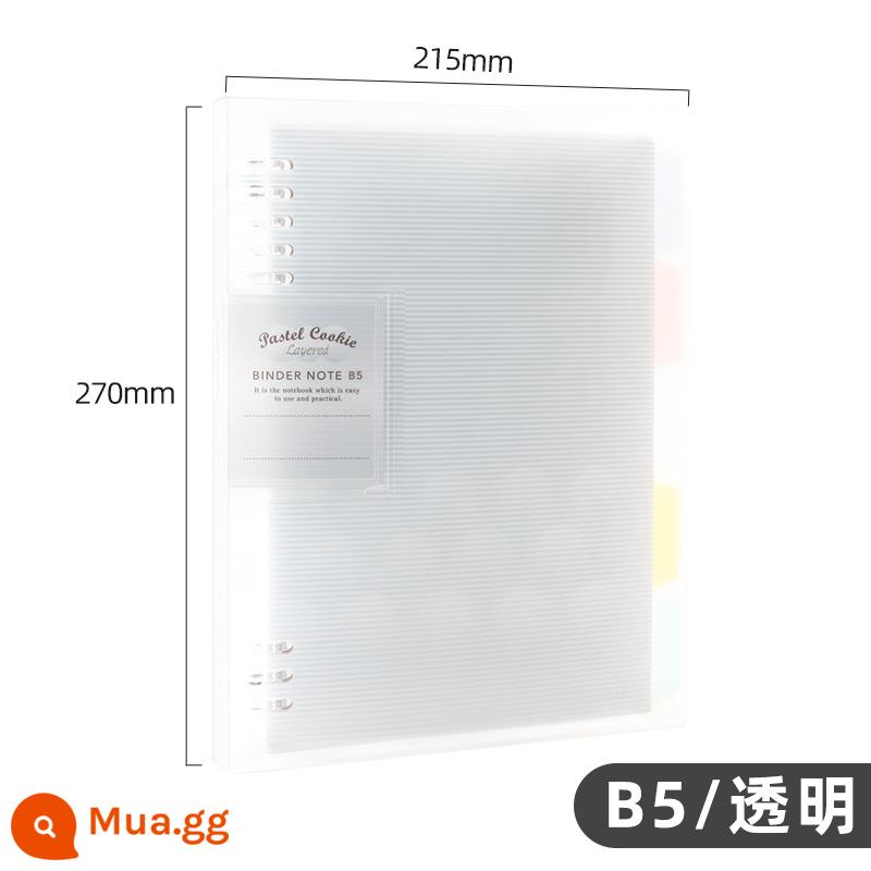 Cửa hàng hàng đầu chính thức kokuyo danh tiếng quốc gia Nhật Bản màu sáng bánh quy cuốn sách lá rời a4 sổ tay có thể tháo rời vỏ b5 nhẹ và đơn giản chất kết dính lõi dung lượng lớn a5 tách trang cuốn sách cuộn - [Màu sáng dịu nhẹ] Màu trong suốt B5