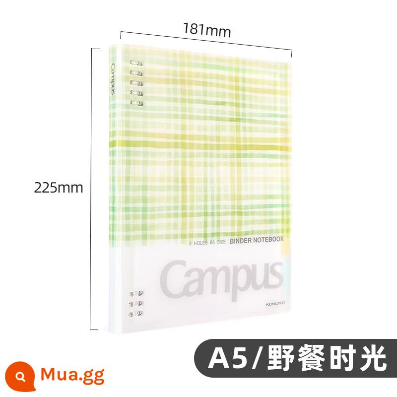 Cửa hàng hàng đầu chính thức kokuyo danh tiếng quốc gia Nhật Bản màu sáng bánh quy cuốn sách lá rời a4 sổ tay có thể tháo rời vỏ b5 nhẹ và đơn giản chất kết dính lõi dung lượng lớn a5 tách trang cuốn sách cuộn - [☆Thì thầm màu nước]A5 Xanh