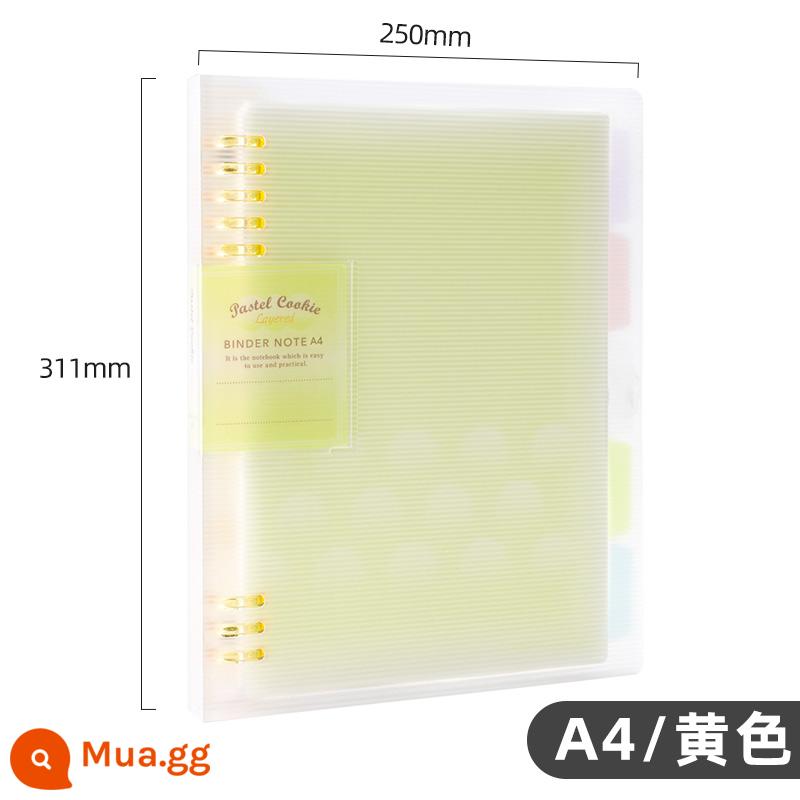 Cửa hàng hàng đầu chính thức kokuyo danh tiếng quốc gia Nhật Bản màu sáng bánh quy cuốn sách lá rời a4 sổ tay có thể tháo rời vỏ b5 nhẹ và đơn giản chất kết dính lõi dung lượng lớn a5 tách trang cuốn sách cuộn - [Màu sáng dịu nhẹ] A4 màu vàng