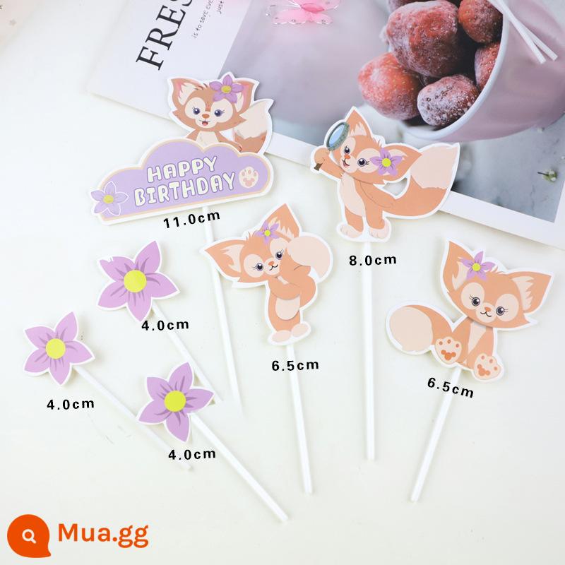 Star Dew Trang Trí Bánh Công Chúa Dễ Thương Lưới Đỏ Nướng Đầm Tím Sang Trọng Búp Bê Thỏ Sinh Nhật Plug-in - Little Fox 7 miếng 10 bộ