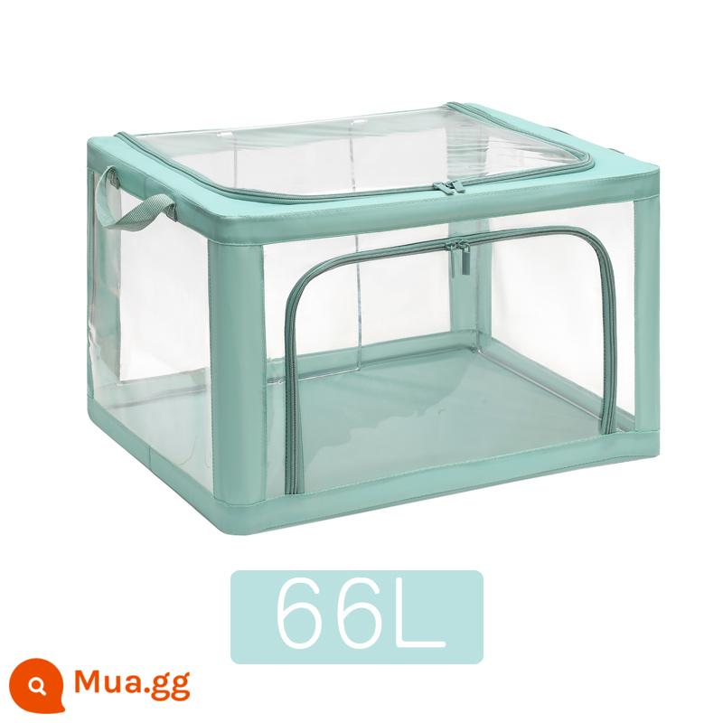 Trong suốt hộp bảo quản quần áo hộ gia đình gấp quần áo vải Baina hộp ký túc xá tủ quần áo hoàn thiện túi hộp bảo quản hiện vật - 66L-xanh bạc hà (50*40*33CM)