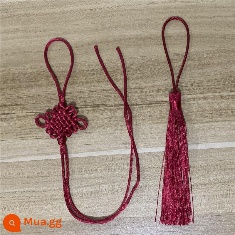 6-nút thắt nhỏ Trung Quốc thắt nút bán thành phẩm handmade DIY trang sức xe mặt dây chuyền tua rua tua rua sợi dây màu đỏ bện chất liệu - rượu vang