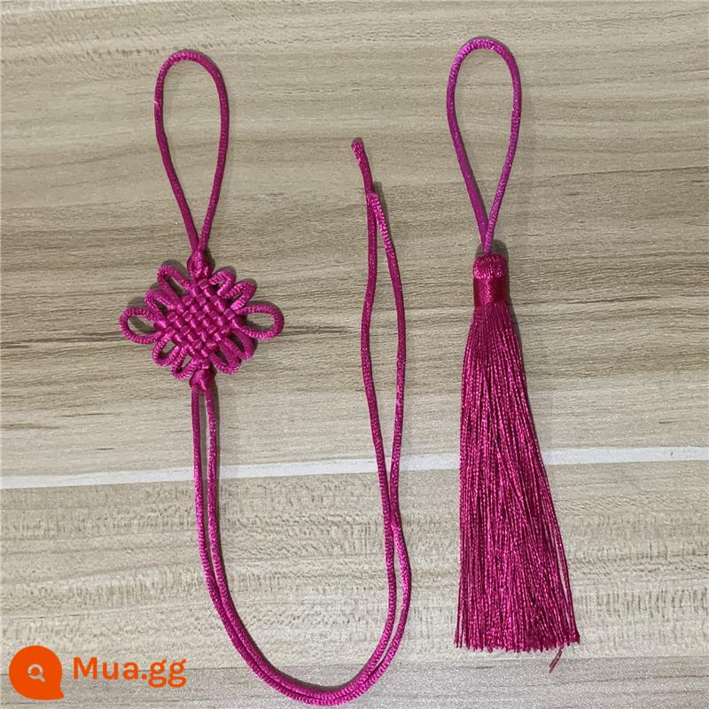 6-nút thắt nhỏ Trung Quốc thắt nút bán thành phẩm handmade DIY trang sức xe mặt dây chuyền tua rua tua rua sợi dây màu đỏ bện chất liệu - Hoa hồng đỏ