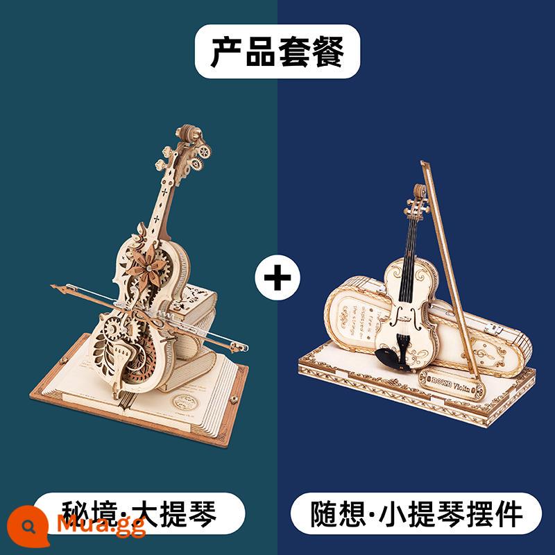 Ruotai Ruoke Cõi Bí Mật Cello Bằng Gỗ Mô Hình Lắp Ráp 3D Stereo Xếp Hình Handmade Tự Làm Đồ Chơi Giáo Dục Người Lớn - [Giảm giá tốt hơn khi kết hợp] Secret Cello + Caprice Violin