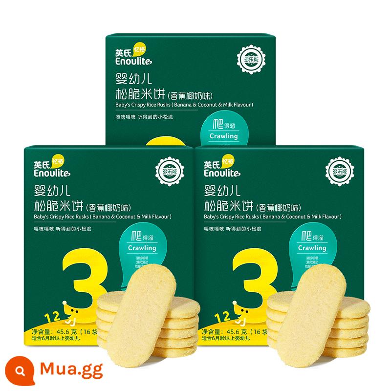 Bánh gạo giòn của Anh tạo điều kiện thuận lợi cho bữa ăn nhẹ của trẻ em Bánh gạo của Anh Cửa hàng hàng đầu chính thức đặt hàng thứ ba để gửi thực phẩm bổ sung cho trẻ em - Vị chuối cốt dừa 3 hộp