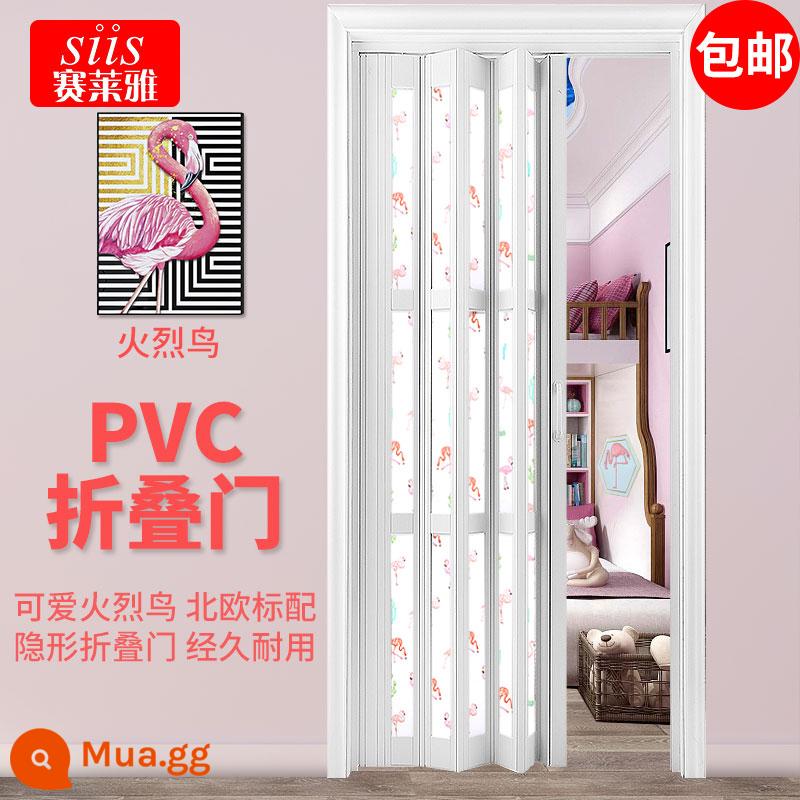 PVC Cửa Gấp Kéo Đẩy Trong Nhà Phân Vùng Bếp Bột Phòng Vệ Sinh Shop Đơn Giản Kính Thiên Văn Vô Hình Treo Bánh Xe Cửa Trượt - Họa tiết chim hồng hạc❤❤Thêm vào giỏ hàng-yêu cầu dịch vụ khách hàng❤❤