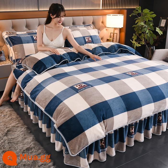 Sữa dày Velvet Bốn bộ bộ Velvet Velvet ấm áp đôi Velvet Velvet Quilting Gold Mink Velvet Bed Bed Supplies - Lan đại ca